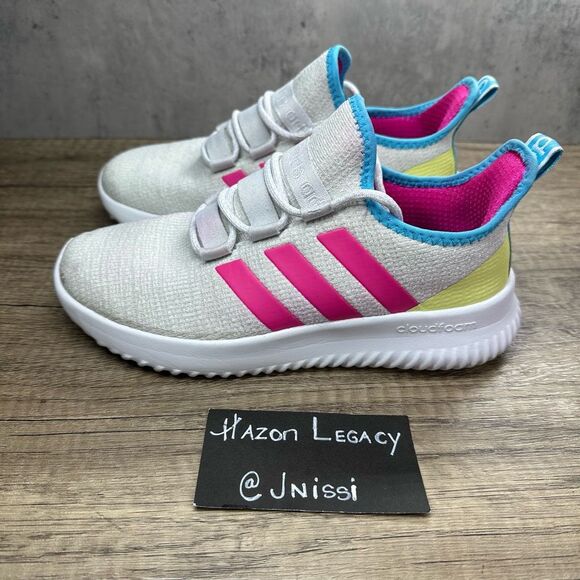 Adidas~Big Girl~Kaptir K~Light Gray/Pink Running Shoes~Size 4.5 - Picture 1 of 9